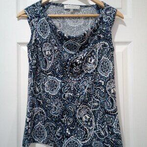Kasper Blue and White Paisley Top NWT
